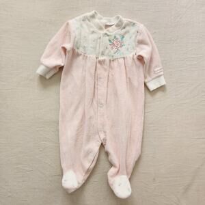 Vintage Floral Velour Pajamas 0-3 months